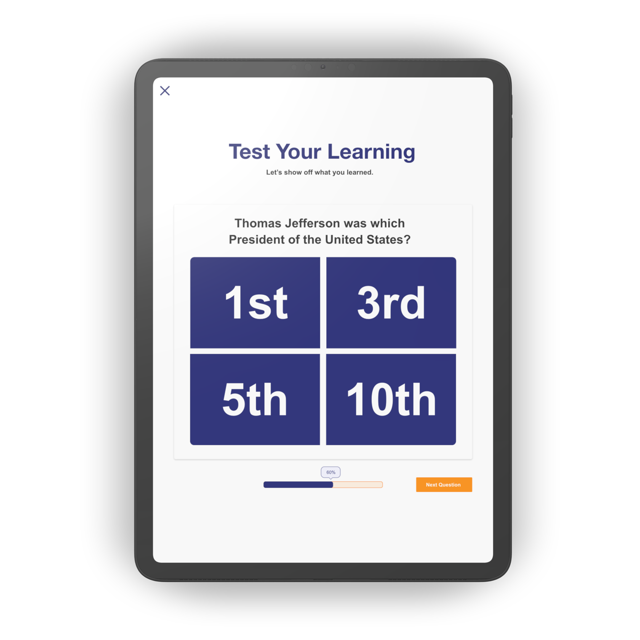 A AREngaged student learning quiz to validate learning cocktail in a short glass