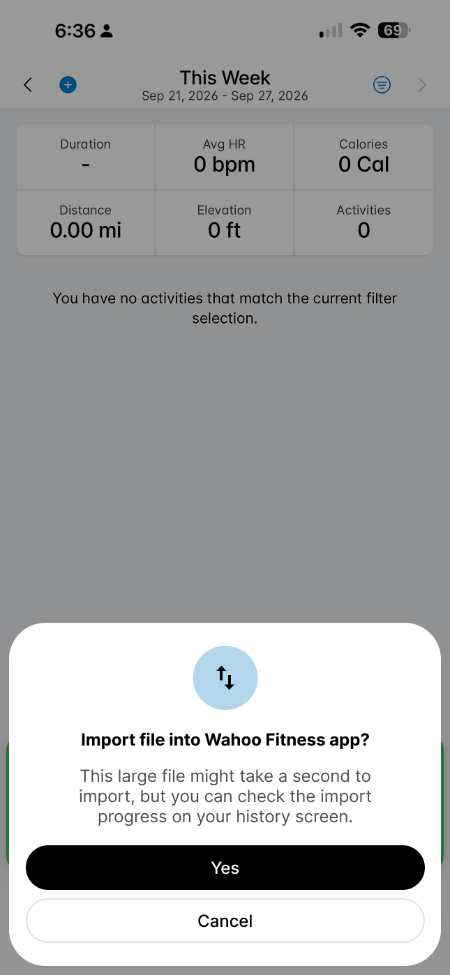confirming file importing into the wahoo app