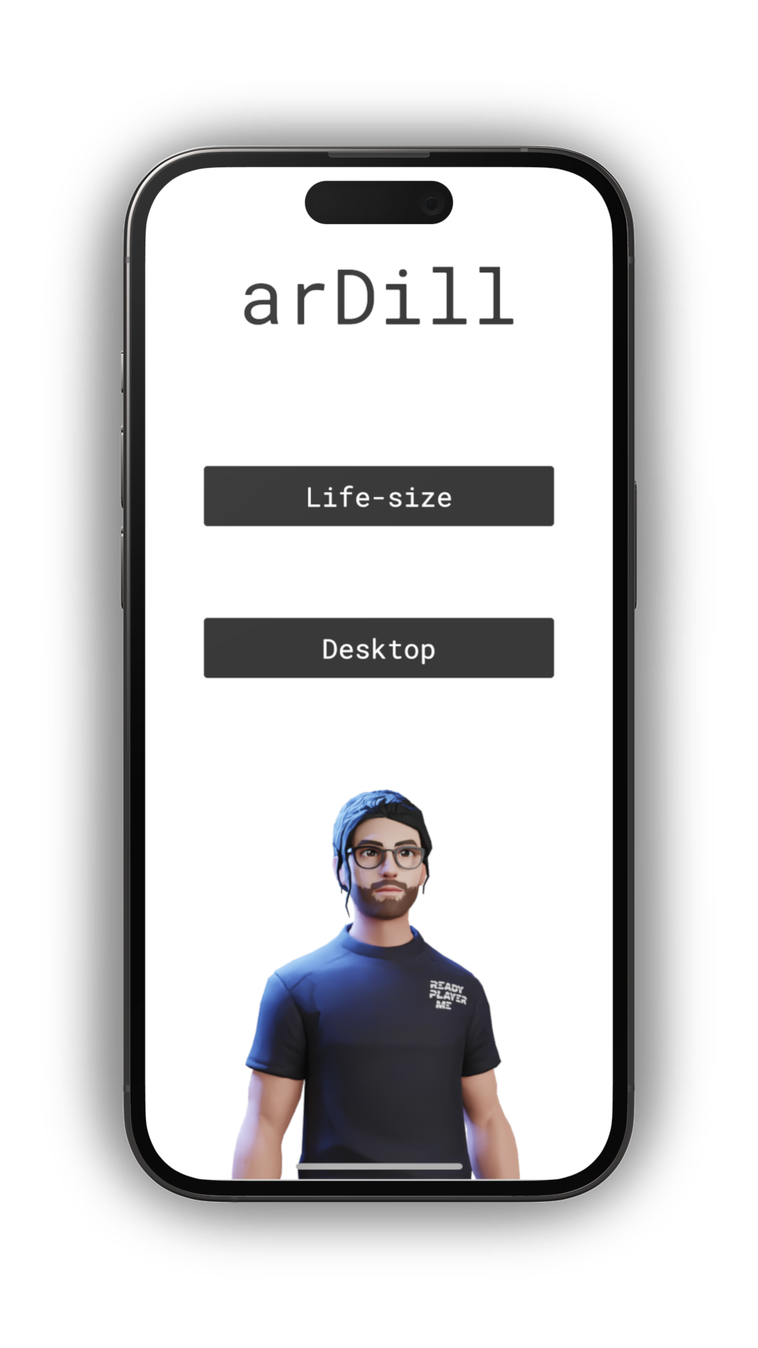 arDill menu screenshot in an iPhone