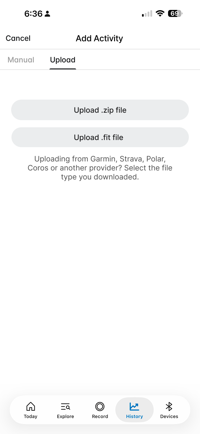 option to upload a zip file for bulk import of activities